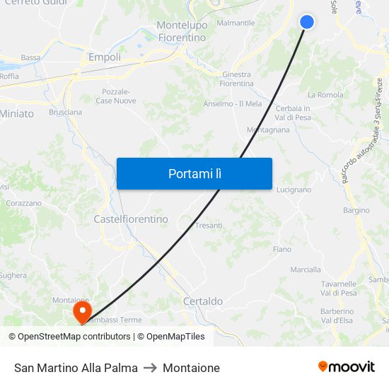 San Martino Alla Palma to Montaione map