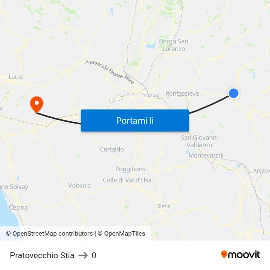 Pratovecchio Stia to 0 map
