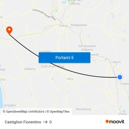 Castiglion Fiorentino to 0 map
