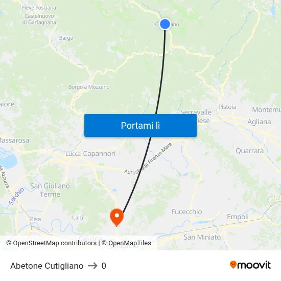 Abetone Cutigliano to 0 map