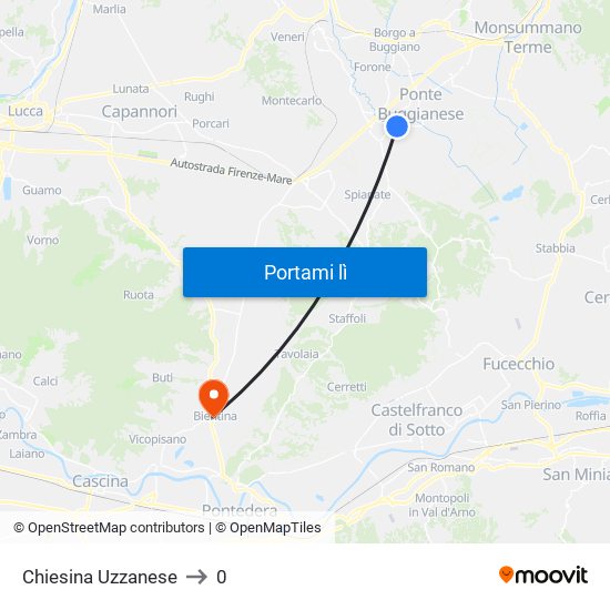 Chiesina Uzzanese to 0 map