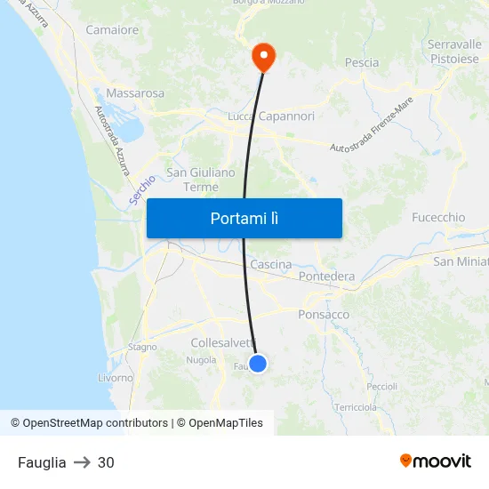 Fauglia to 30 map