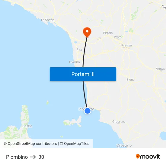 Piombino to 30 map