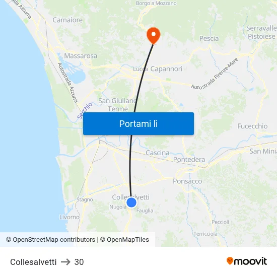 Collesalvetti to 30 map