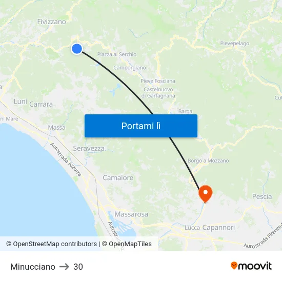 Minucciano to 30 map