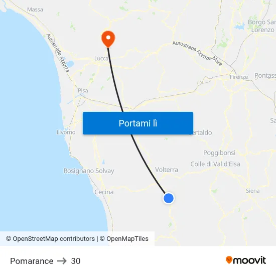 Pomarance to 30 map