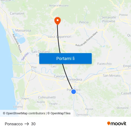 Ponsacco to 30 map