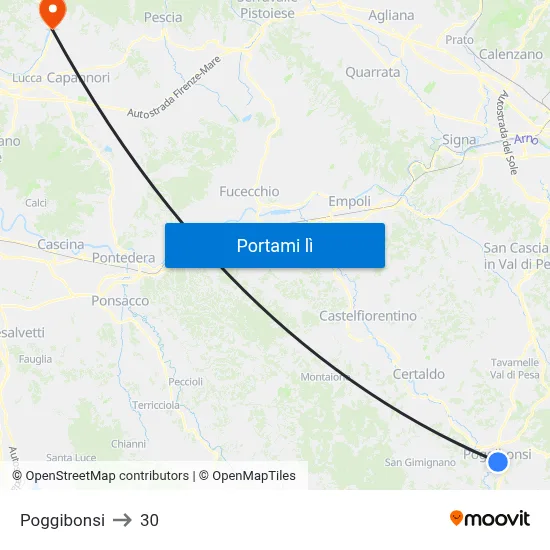 Poggibonsi to 30 map