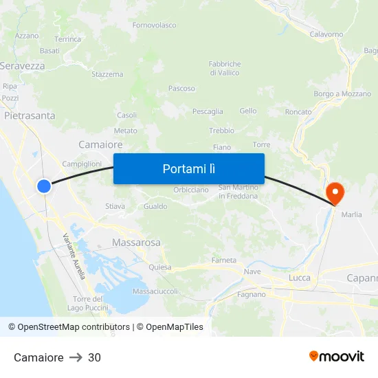 Camaiore to 30 map