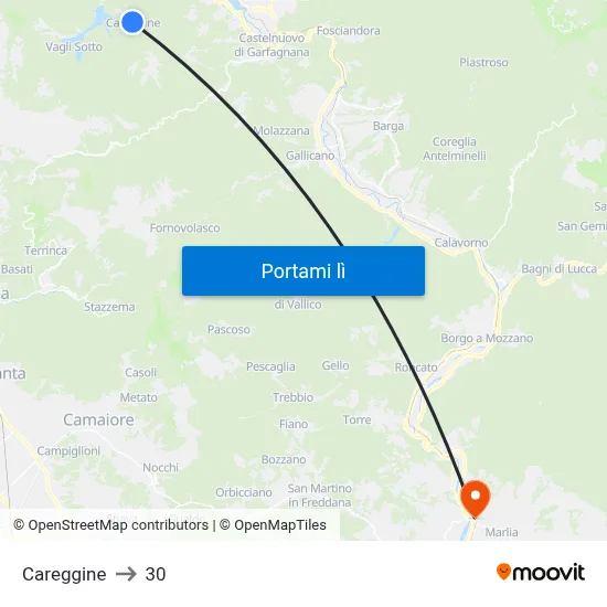Careggine to 30 map