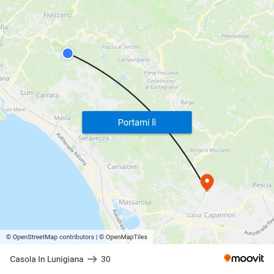 Casola In Lunigiana to 30 map