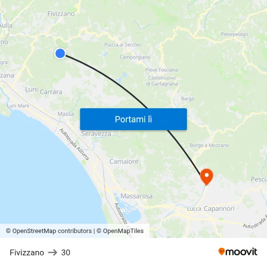 Fivizzano to 30 map