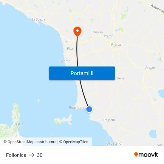 Follonica to 30 map