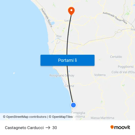 Castagneto Carducci to 30 map