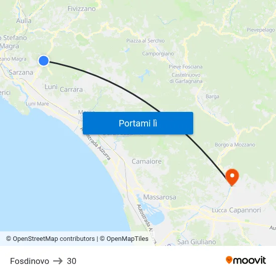 Fosdinovo to 30 map