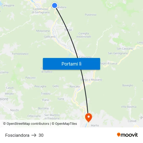 Fosciandora to 30 map