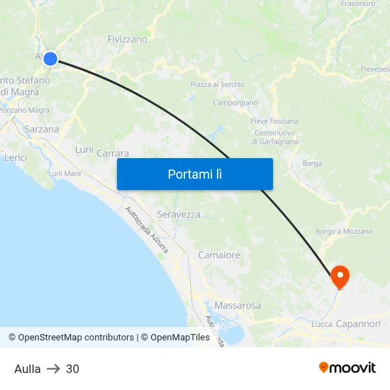 Aulla to 30 map