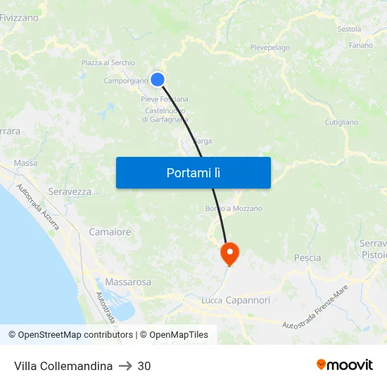 Villa Collemandina to 30 map