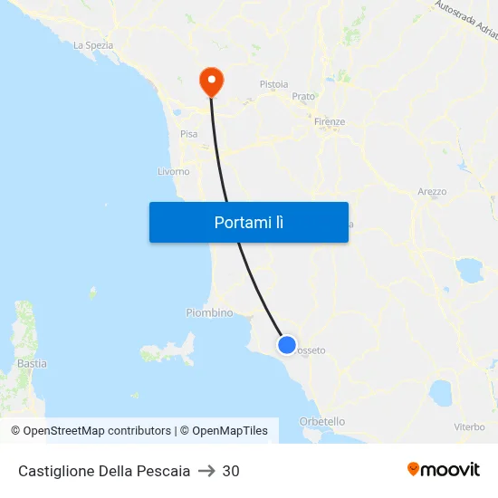 Castiglione Della Pescaia to 30 map