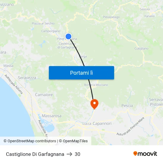 Castiglione Di Garfagnana to 30 map