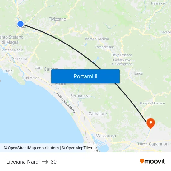 Licciana Nardi to 30 map