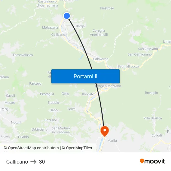 Gallicano to 30 map