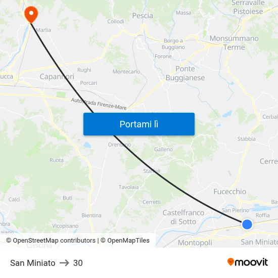 San Miniato to 30 map