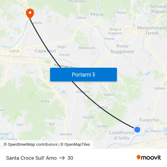 Santa Croce Sull' Arno to 30 map