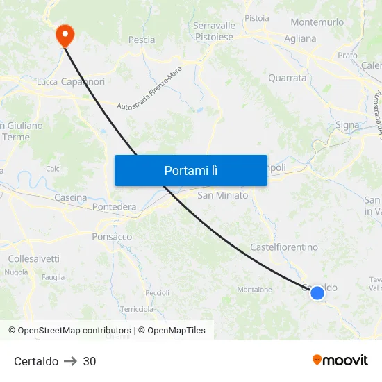 Certaldo to 30 map