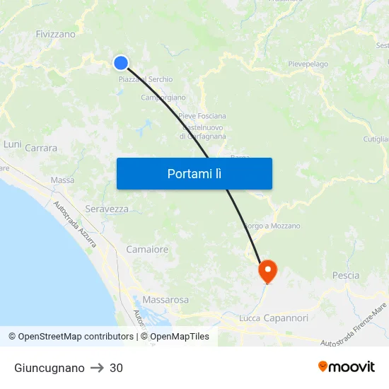 Giuncugnano to 30 map