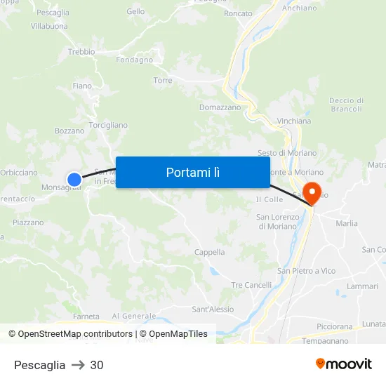 Pescaglia to 30 map