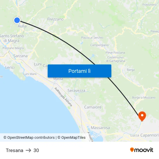Tresana to 30 map