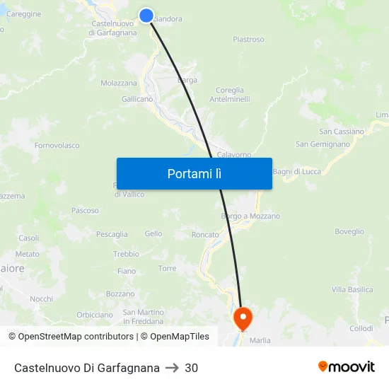Castelnuovo Di Garfagnana to 30 map