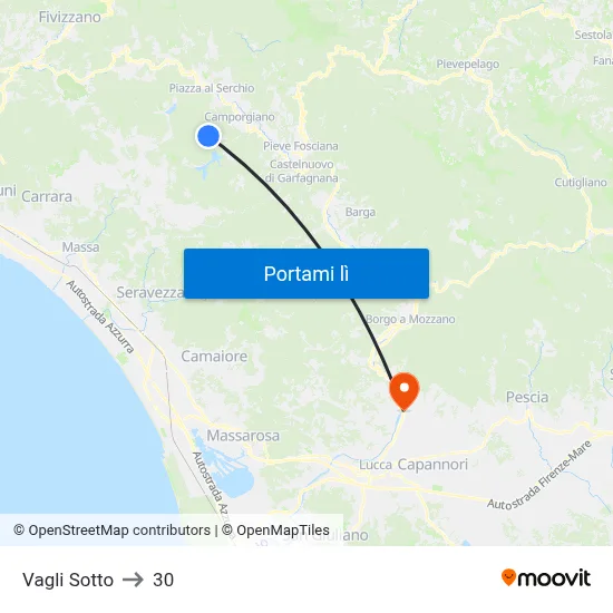 Vagli Sotto to 30 map
