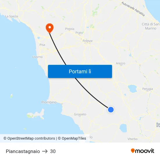 Piancastagnaio to 30 map