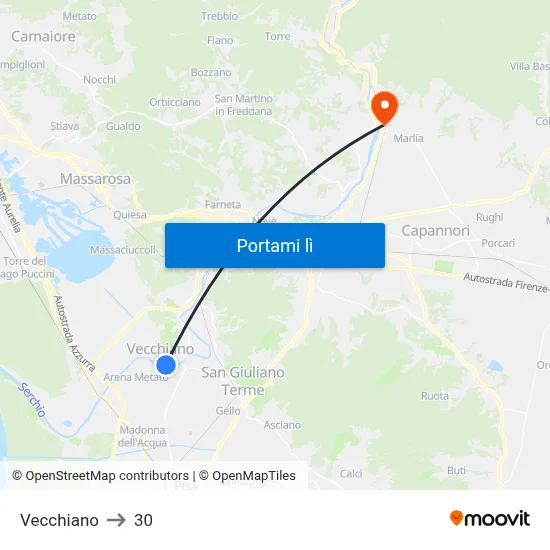 Vecchiano to 30 map