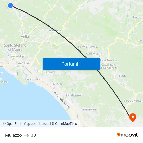 Mulazzo to 30 map