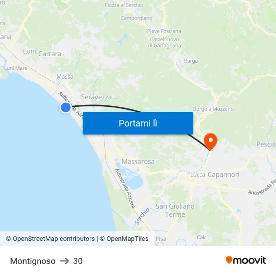 Montignoso to 30 map