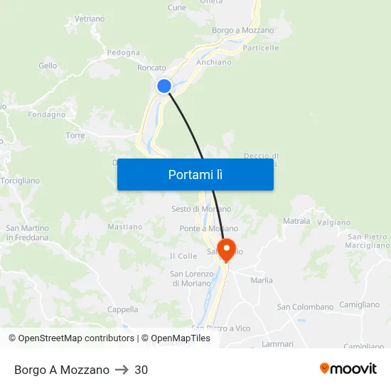 Borgo A Mozzano to 30 map