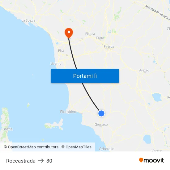 Roccastrada to 30 map