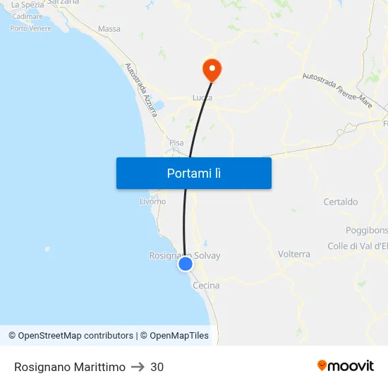 Rosignano Marittimo to 30 map