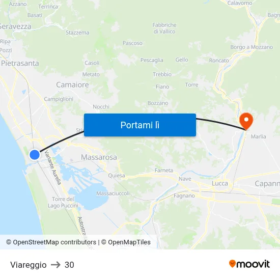 Viareggio to 30 map