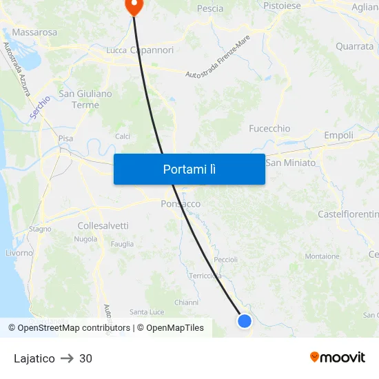 Lajatico to 30 map