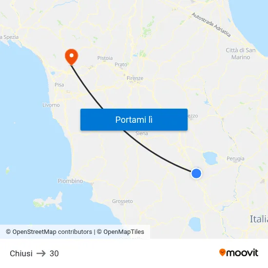 Chiusi to 30 map