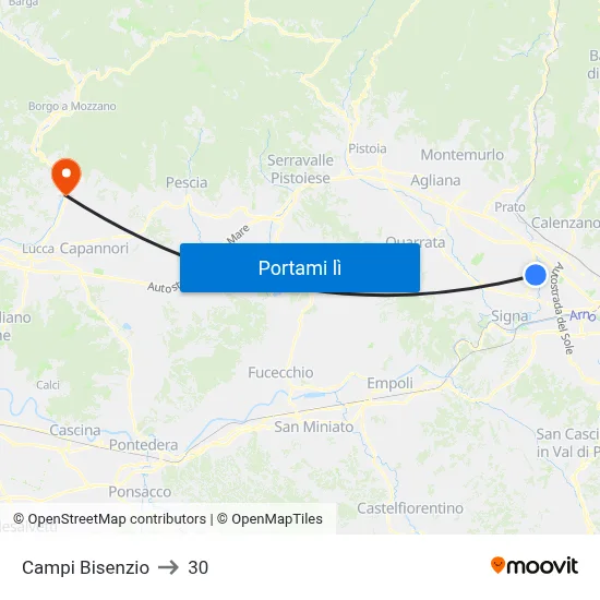 Campi Bisenzio to 30 map