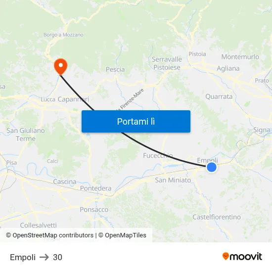 Empoli to 30 map