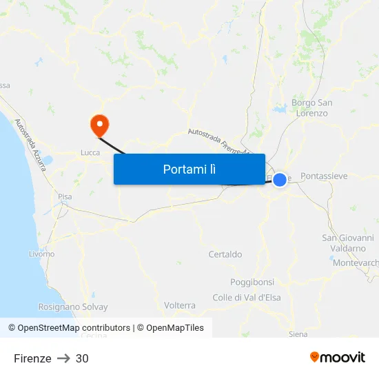 Firenze to 30 map