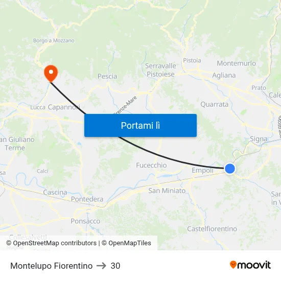 Montelupo Fiorentino to 30 map