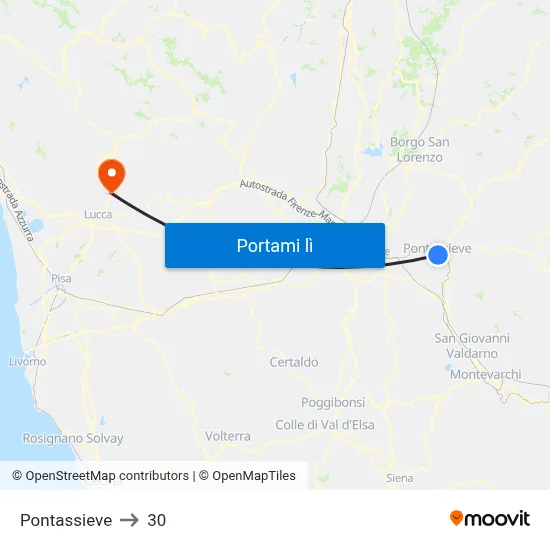 Pontassieve to 30 map