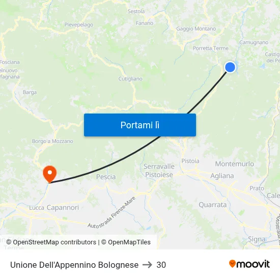 Unione Dell'Appennino Bolognese to 30 map